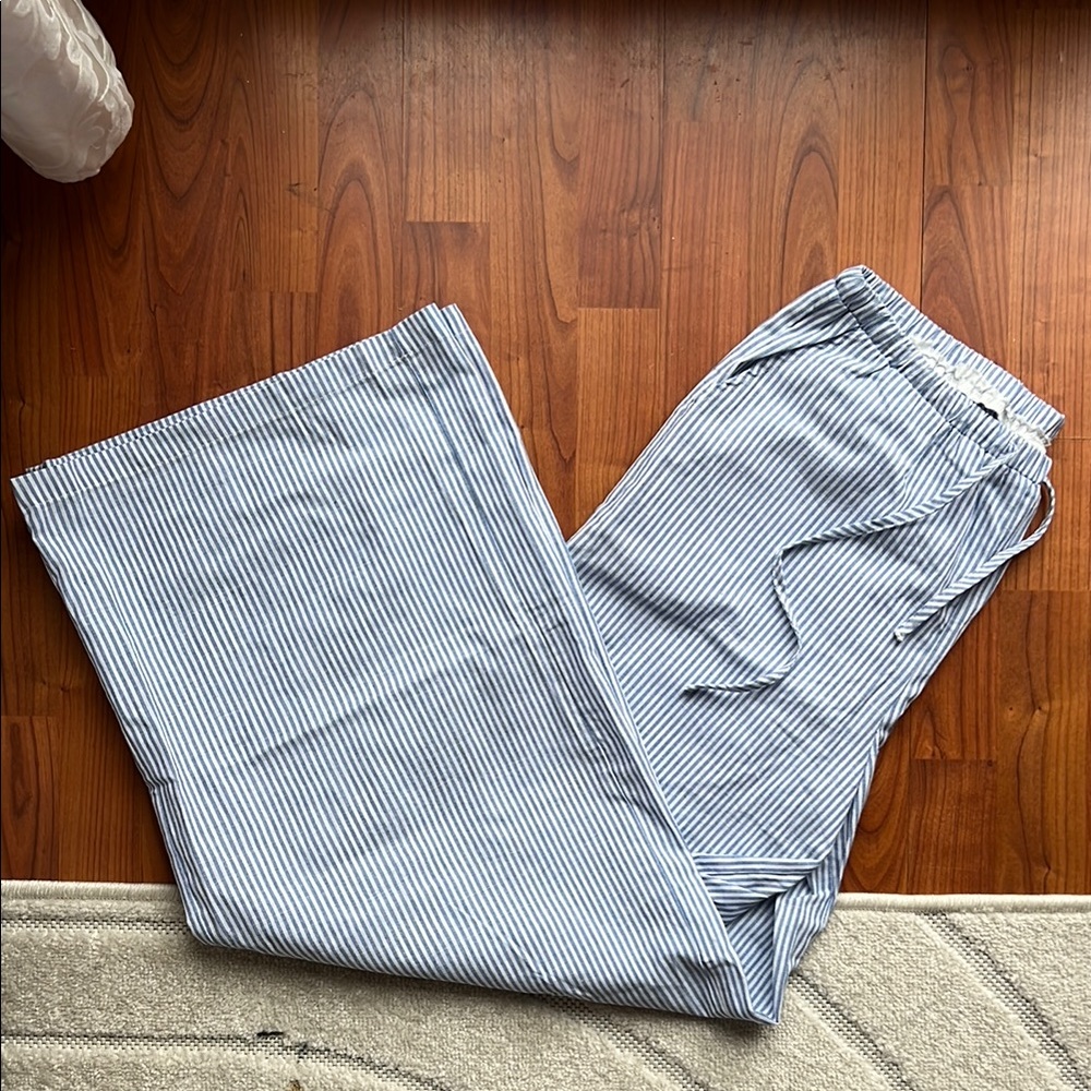 Blue and White Striped Pants